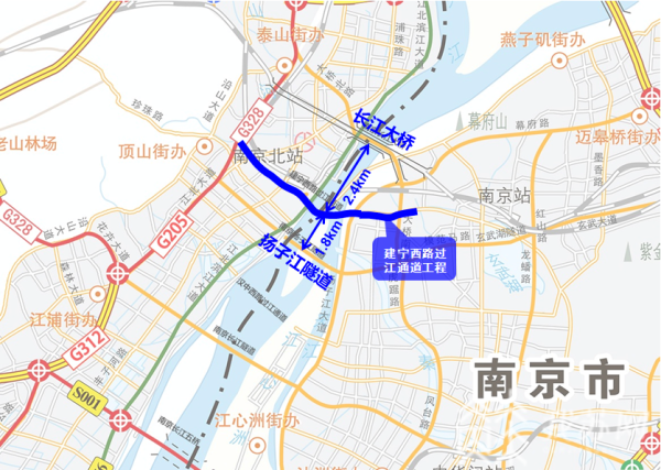 南京建宁西路过江通道南接线开建 将影响城北地区交通