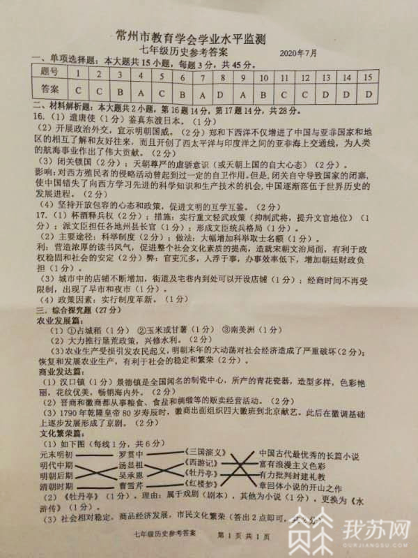 期末考试■常州一中学期末考试提前泄露统考卷？教育部门：严查！
