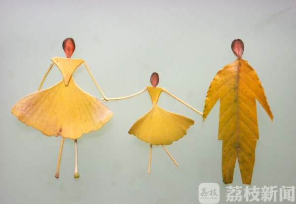 惊艳! 创意拍客巧用落叶拼成"枯叶人物" 惟妙惟肖