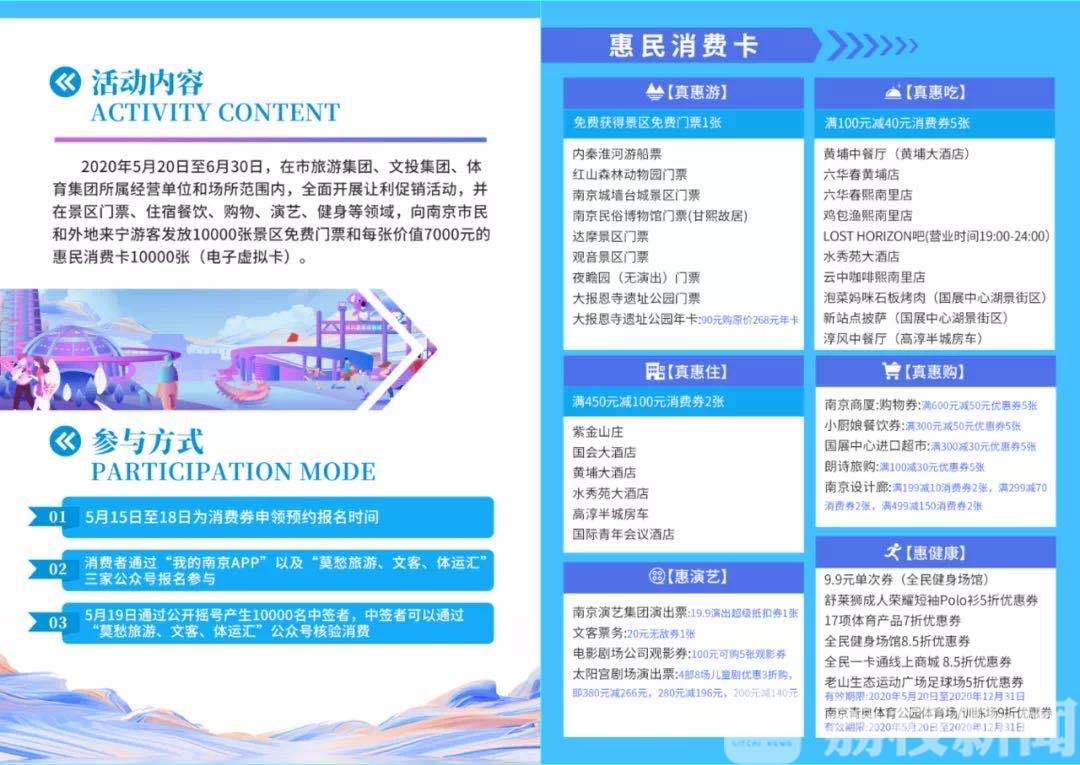 消费■南京再发福利：?10000张免费门票+总价7000万惠民卡开始申领