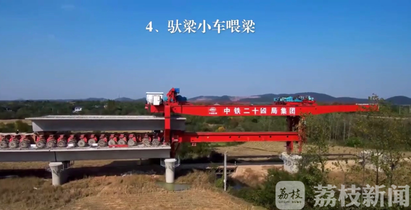 「句容」南沿江城际铁路句容段首榀箱梁成功提架 重达800吨